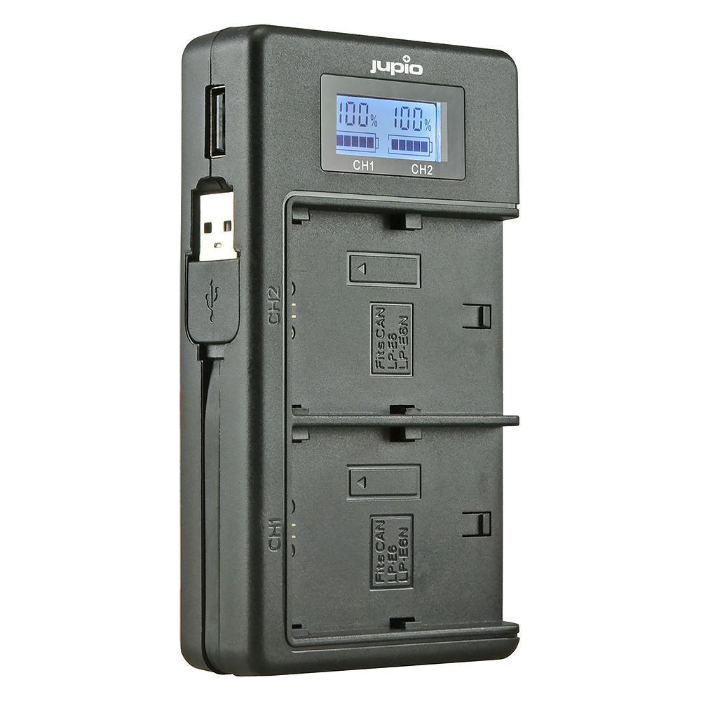 Afbeelding van Jupio USB Dedicated Duo Charger LCD for Canon LP-E6 / LP-E6N